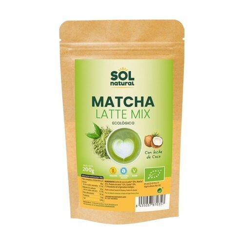 MATCHA LATTE MIX con leche coco    BIO ECO  SIN GLUTEN 200 gr.